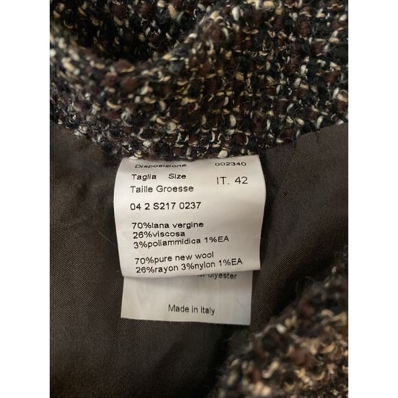 Piazza Sempione Pencil Skirt Tweed Straight Lined Knee Length Brown 42 S - Picture 6 of 8